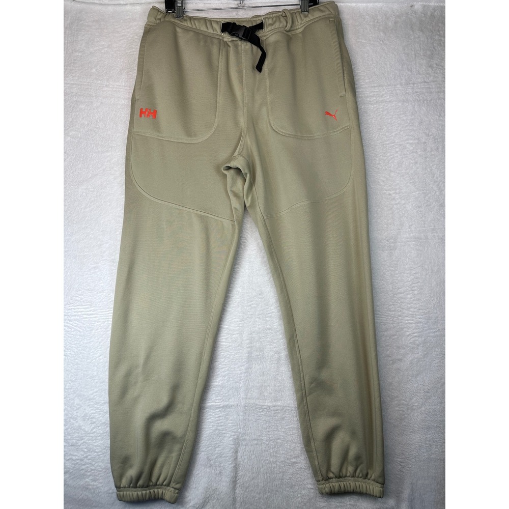 Puma Helly Hansen Sweatpants Mens Large Tan Buckle Belt Fleece Joggers